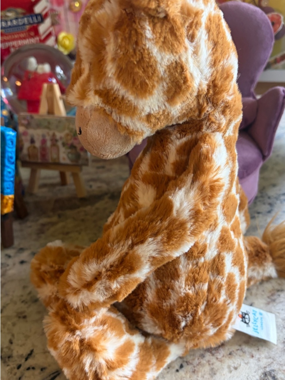 Jellycat Authentic Bashful Giraffe Plush w/Blue Gift Bag  Stuffed Animal NWT - Picture 7 of 12
